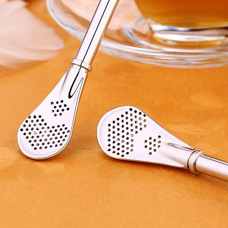 Stainless Steel Tea Filter Straw and Loose Leaf Tea Strainer Spoon