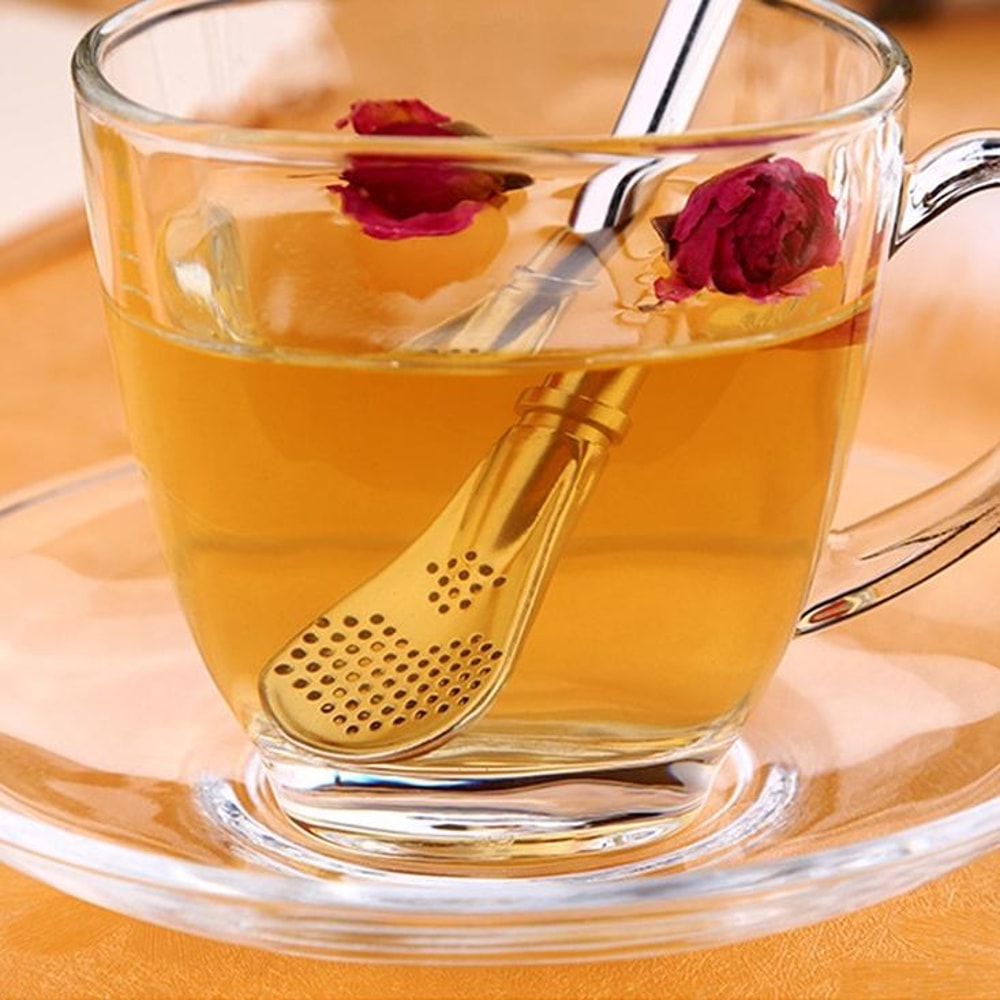 Stainless Steel Tea Filter Straw and Loose Leaf Tea Strainer Spoon