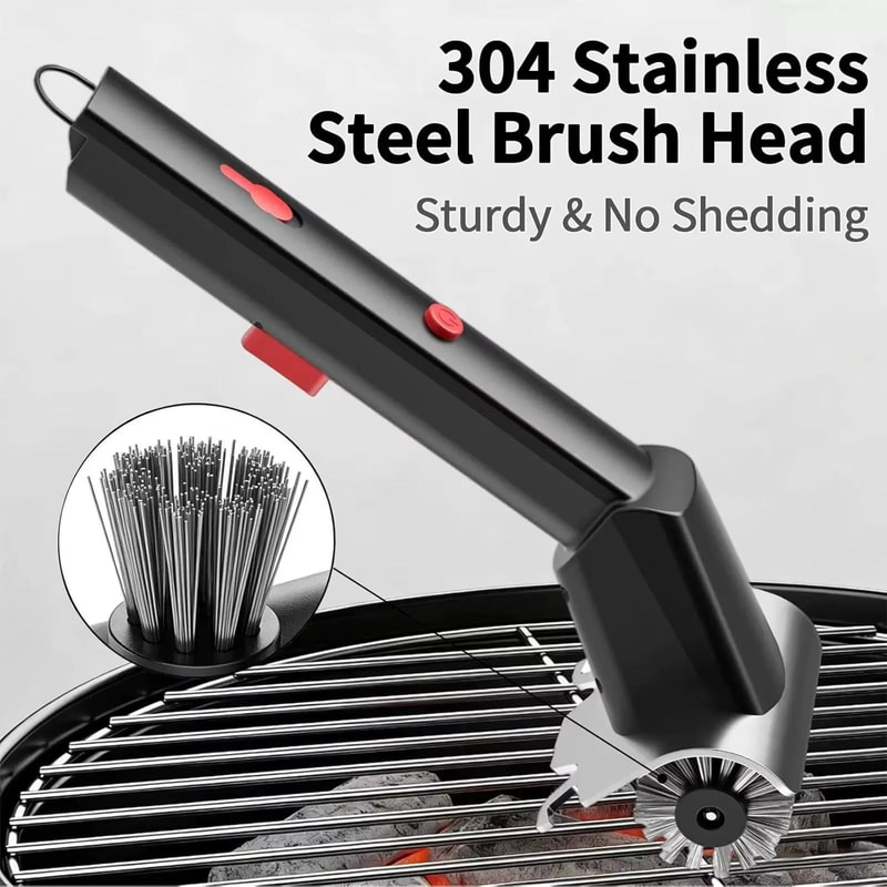 Electric Grill Brush with Stainless Steel Hard Bristles for BBQ Grill Cleaning