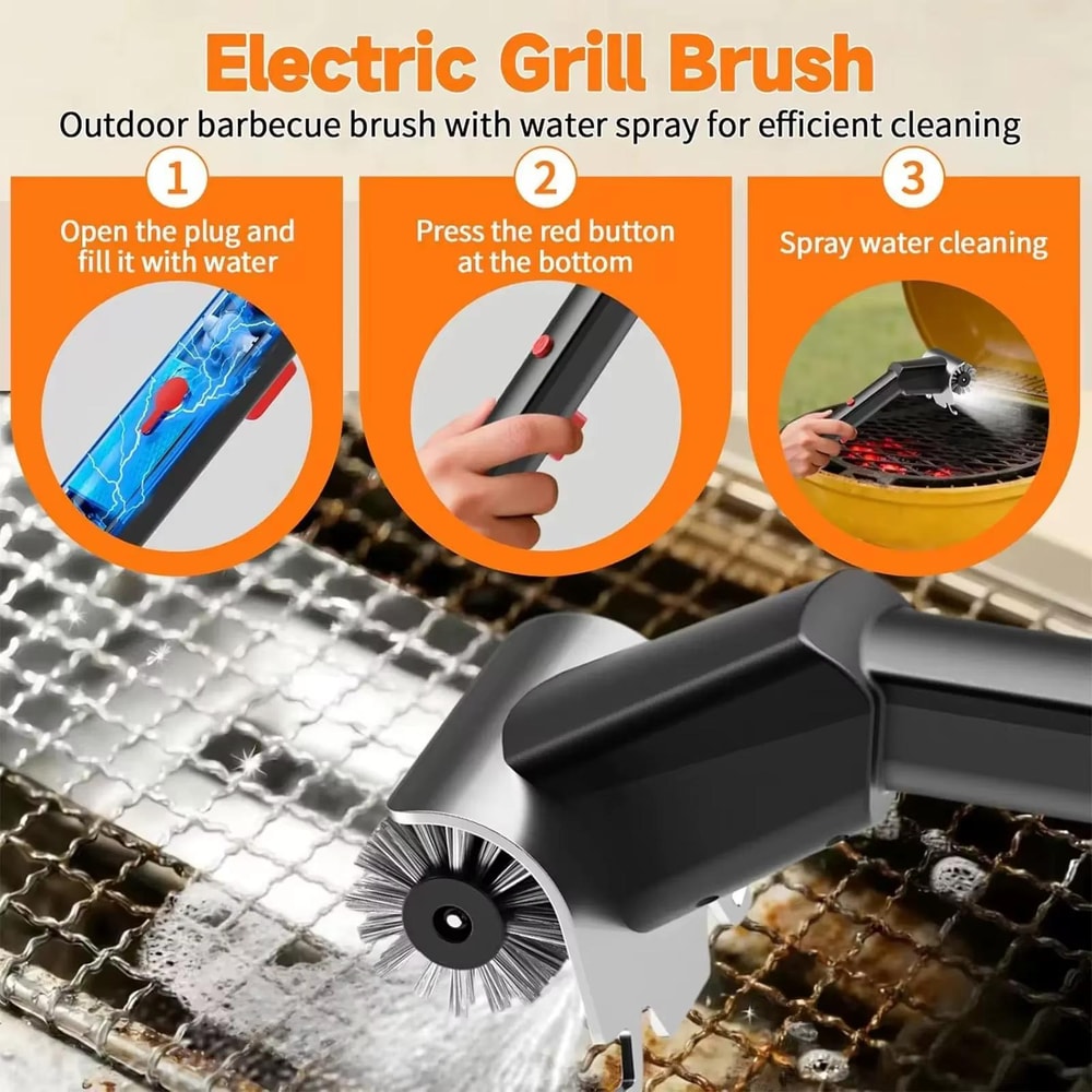 Electric Grill Brush with Stainless Steel Hard Bristles for BBQ Grill Cleaning