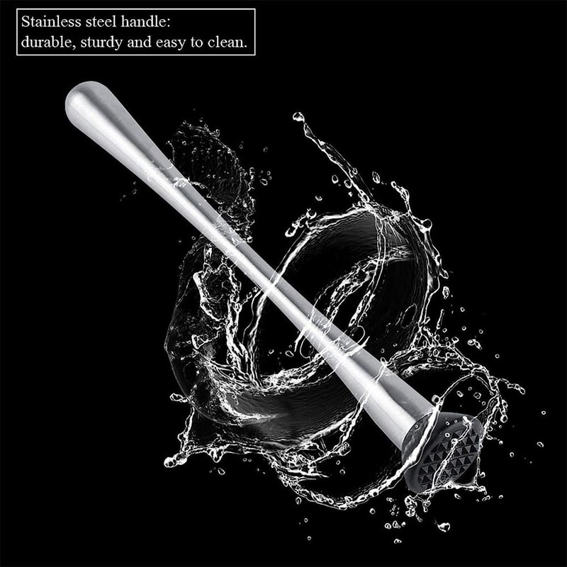 Stainless Steel Cocktail Muddler for Mojitos and Home Bar Mixing