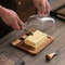 Wood Butter Dish With Glass Lid And Spreader Knife 2