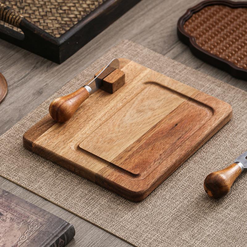 Wood Butter Dish With Glass Lid And Spreader Knife 4