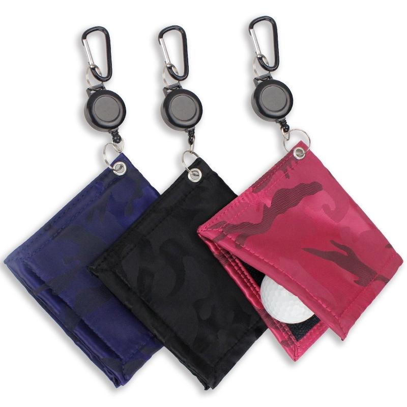 Retractable Golf Ball Cleaning Towel Portable Golf Accessory With Easy Draw String 2
