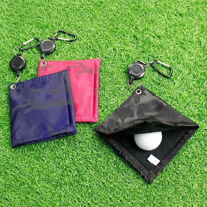 Retractable Golf Ball Cleaning Towel Portable Golf Accessory With Easy Draw String 3