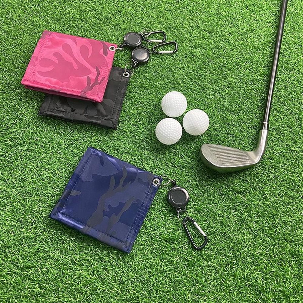 Retractable Golf Ball Cleaning Towel Portable Golf Accessory With Easy Draw String 4