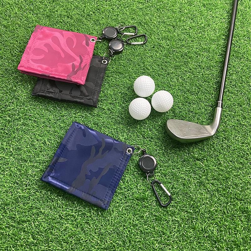 Retractable Golf Ball Cleaning Towel Portable Golf Accessory With Easy Draw String 4