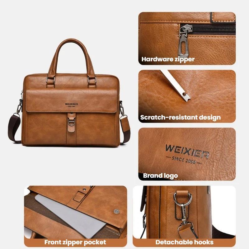 Vintage Business Tote Bag Waterproof Large Capacity Laptop Bag