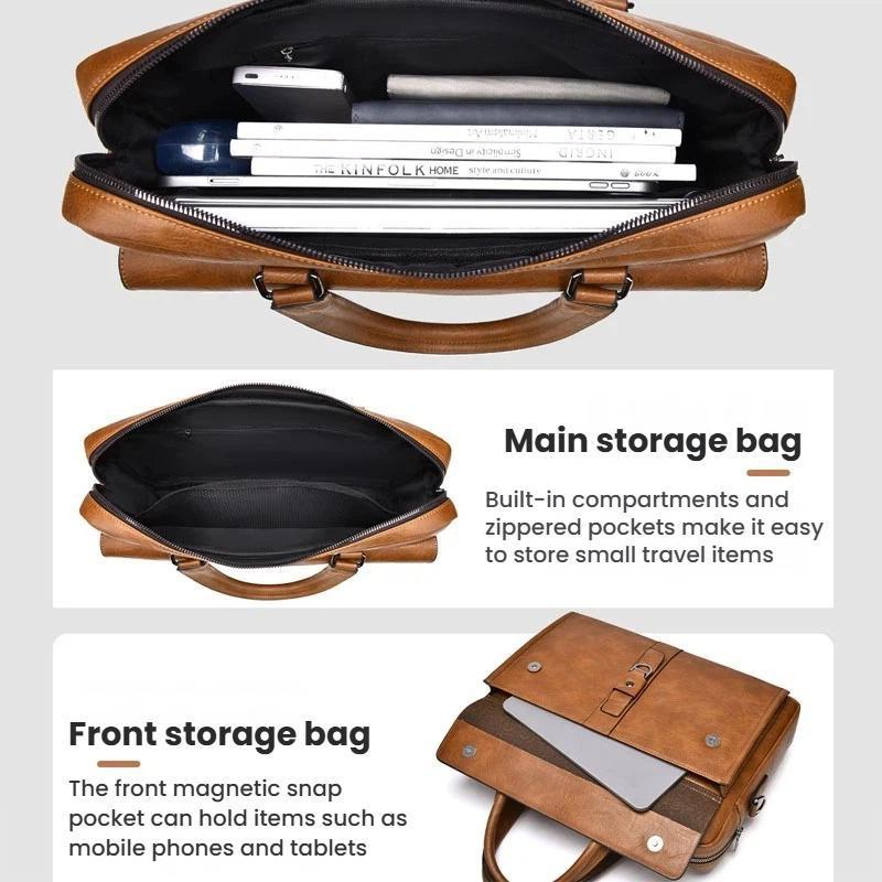 Vintage Business Tote Bag Waterproof Large Capacity Laptop Bag