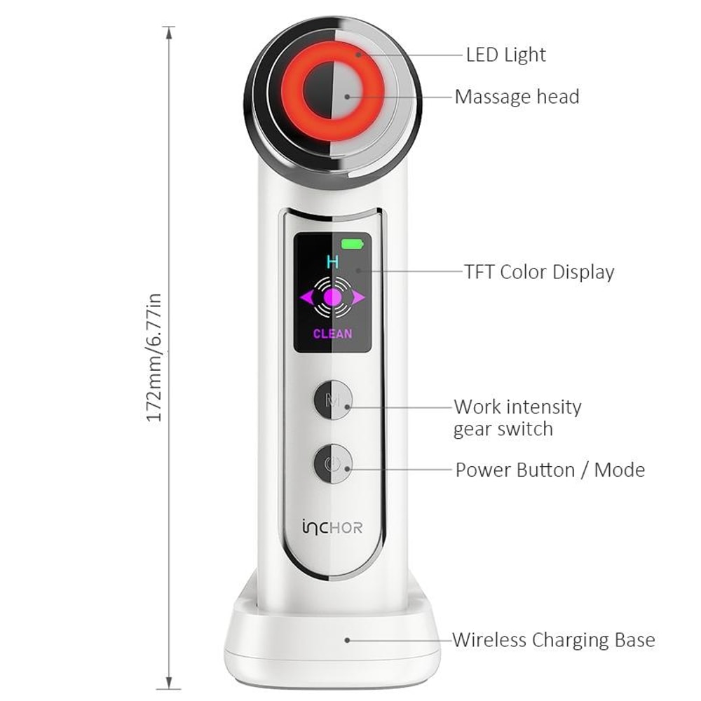 Wireless Facial Massager with LED Light Therapy