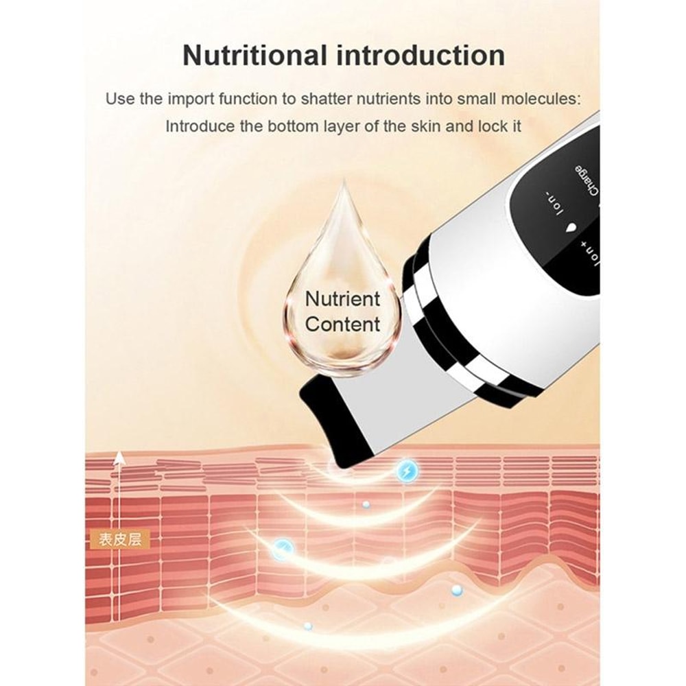 Ultrasonic Skin Scrubber Facial Peeling Device With USB Rechargeable Face Spatula 3