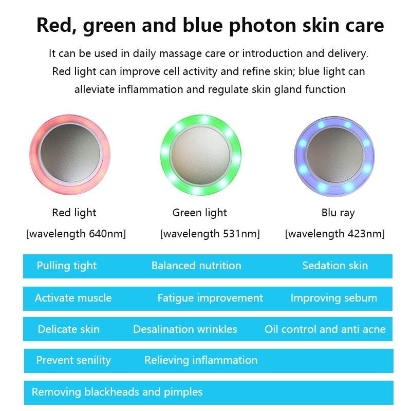 Hot and Cold Facial Massager with LED Light Therapy USB Rechargeable Skincare Tool