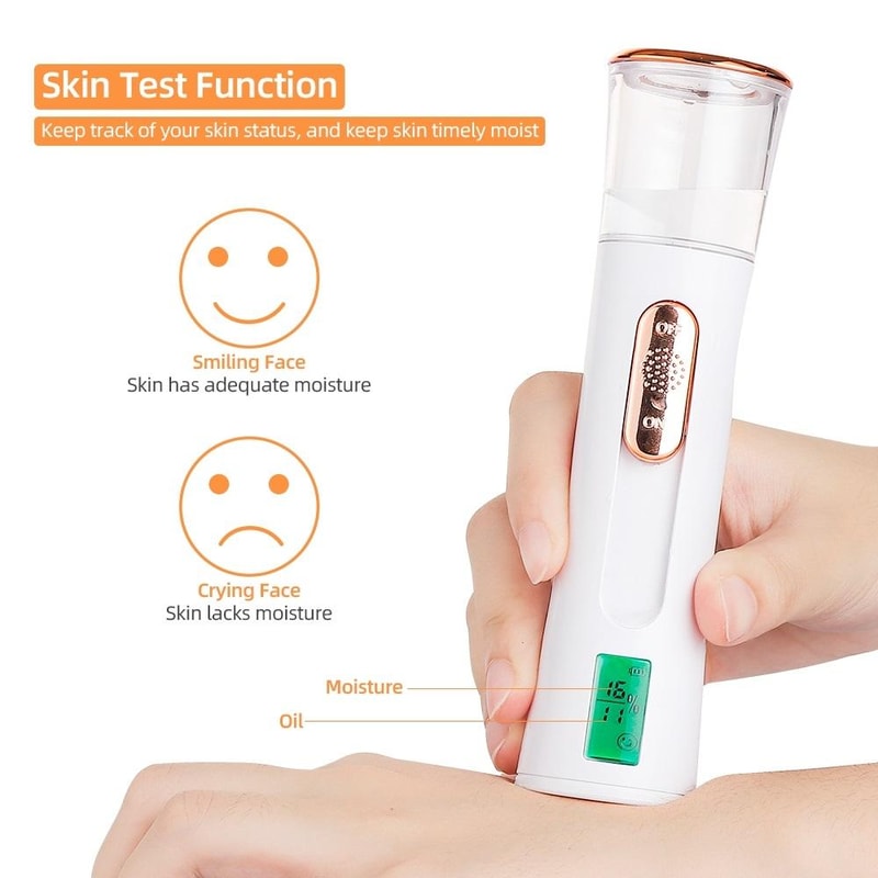Dual Nozzle Nano Facial Mist Sprayer with Skin Moisture Tester