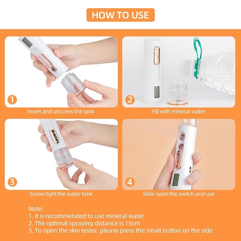 Dual Nozzle Nano Facial Mist Sprayer with Skin Moisture Tester