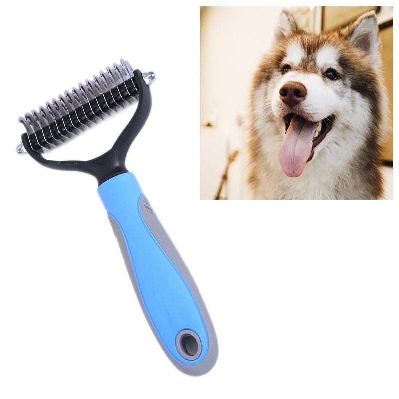 Dog Dematting Comb With Stainless Steel Teeth And Non Slip Handle For Cats And Dogs 0