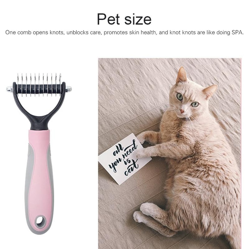 Dog Dematting Comb With Stainless Steel Teeth And Non Slip Handle For Cats And Dogs 3