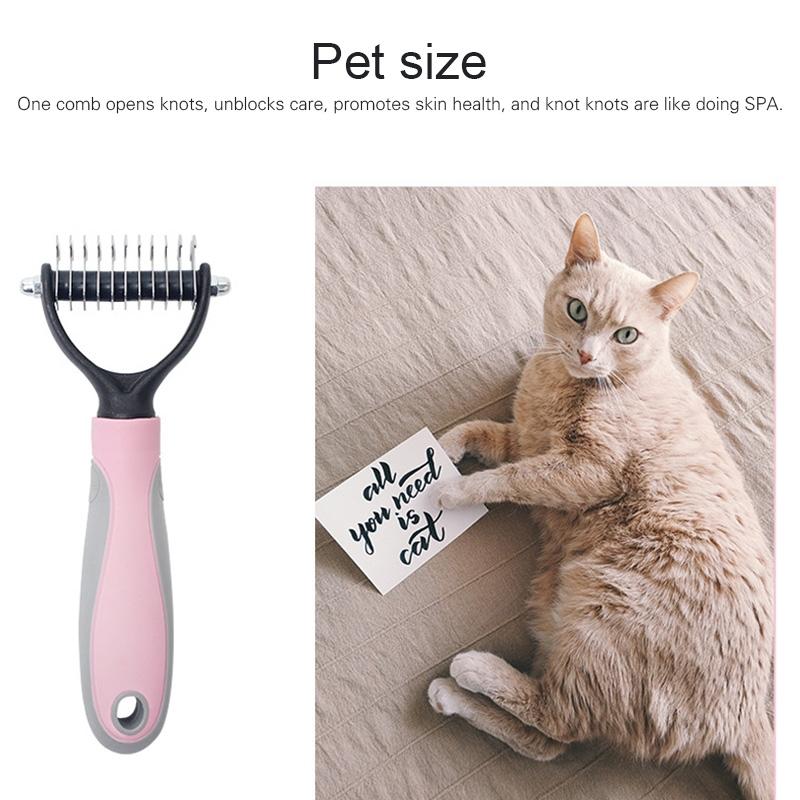 Dog Dematting Comb With Stainless Steel Teeth And Non Slip Handle For Cats And Dogs 3