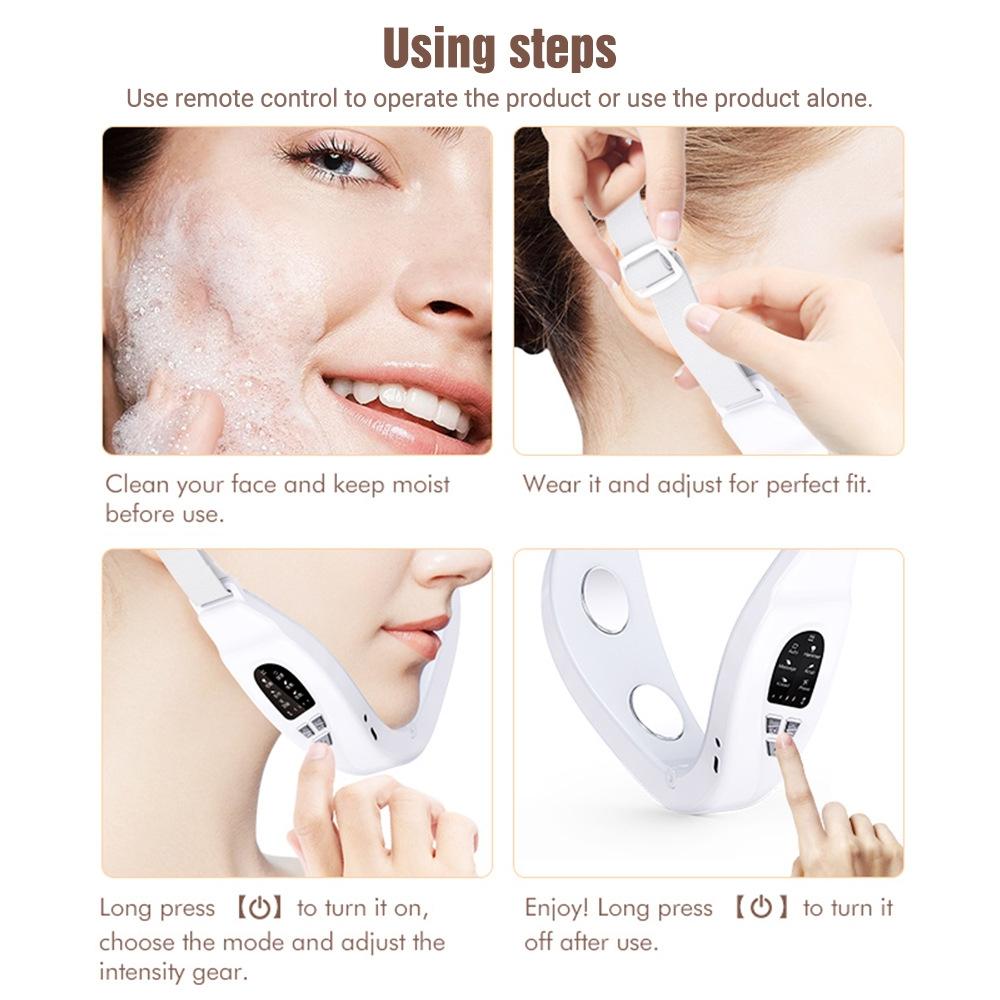 Microcurrent Facial Massager With LED Light Therapy And V Line Face Slimming Remote 3
