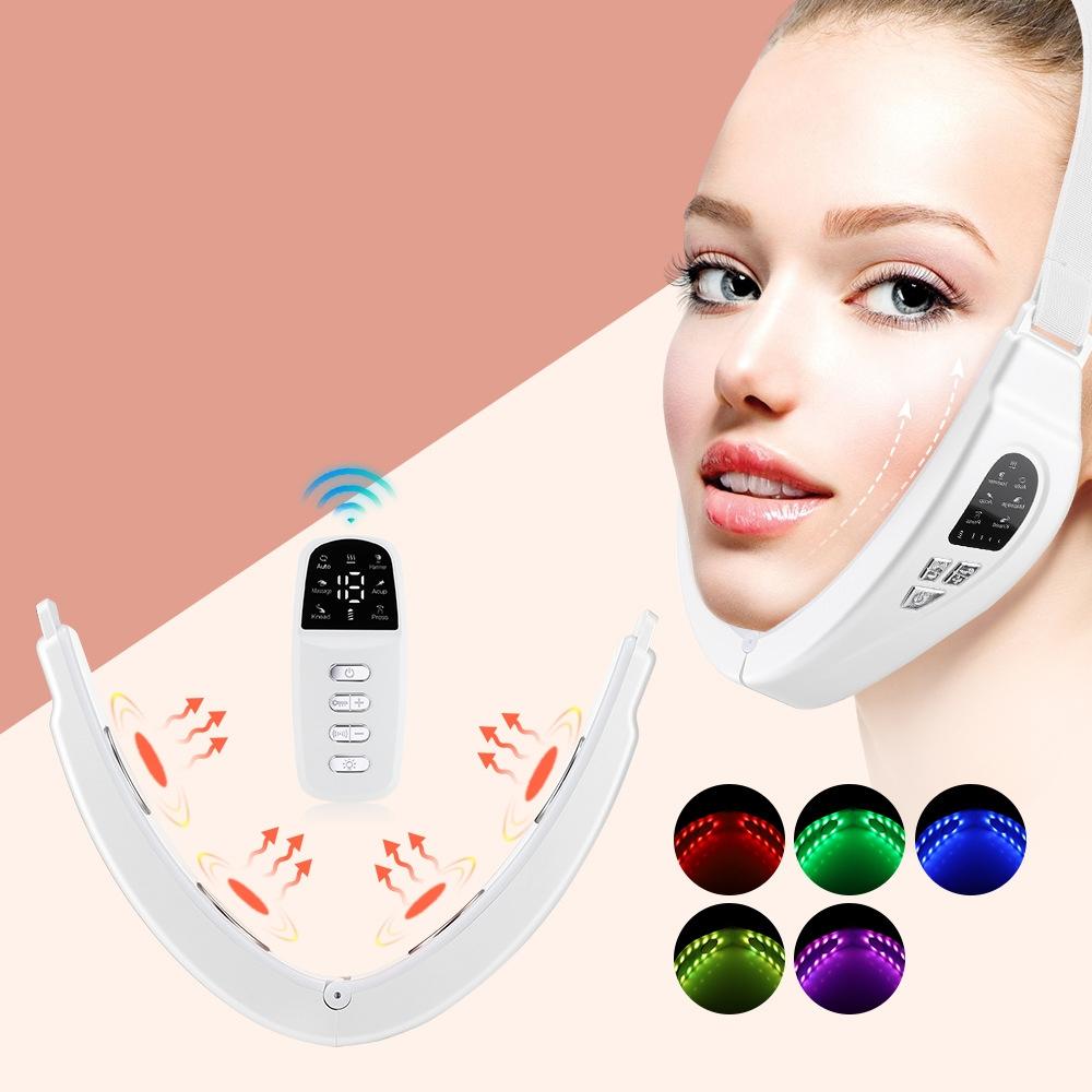 Microcurrent Facial Massager With LED Light Therapy And V Line Face Slimming Remote 5