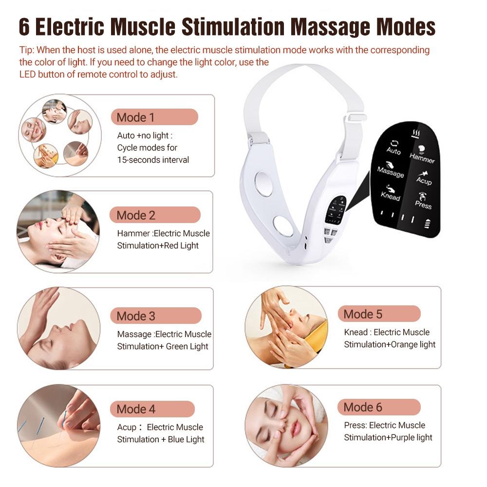 Microcurrent Facial Massager With LED Light Therapy And V Line Face Slimming Remote 11