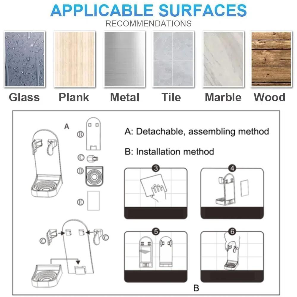 Adhesive Electric Shaver Holder Wall Mounted Bathroom Organizer 7