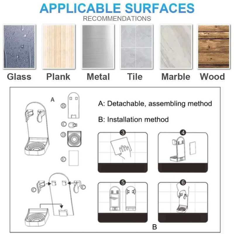 Adhesive Electric Shaver Holder Wall Mounted Bathroom Organizer 7