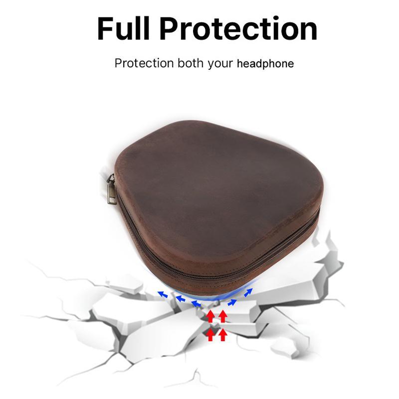 AirPods Max Leather Headphone Case with Wrist Strap and Zipper