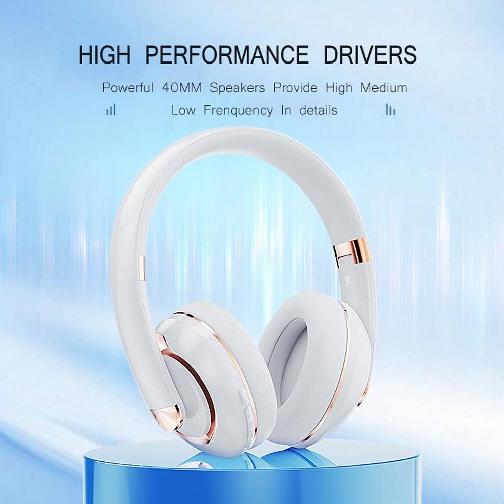 Foldable Wireless Bluetooth Headphones With Mic Noise Reduction Wired Mode 4