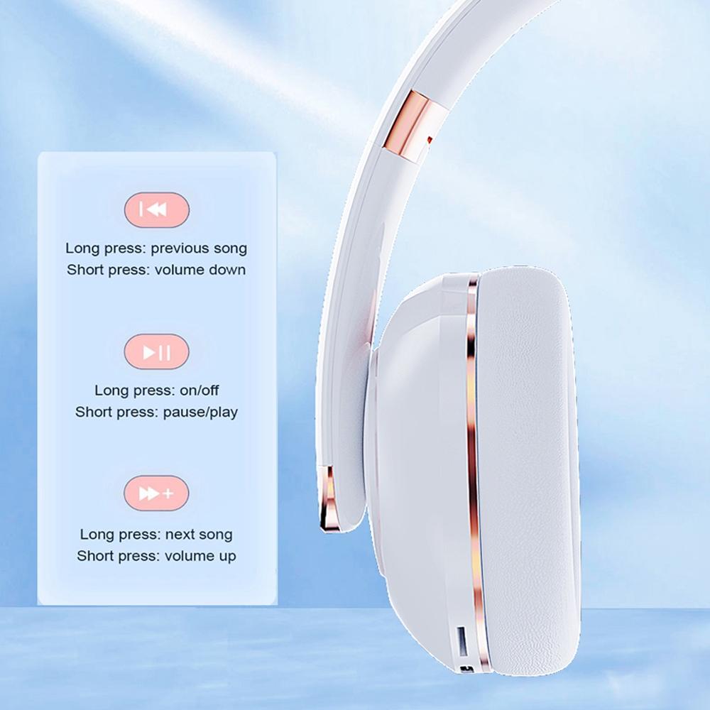 Foldable Wireless Bluetooth Headphones With Mic Noise Reduction Wired Mode 6
