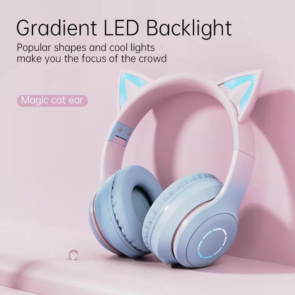 Cat Ear Bluetooth Headphones With RGB Lights And Detachable Mic 3