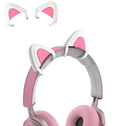 silicone cat ears headphone accessory white snap on headset decoration