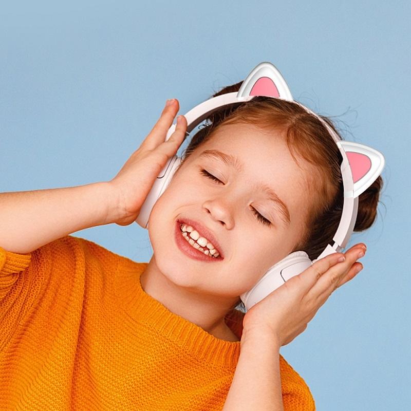 Silicone Cat Ears Headphone Accessory White Snap On Headset Decoration 4