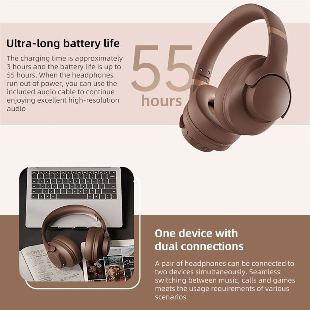 Over Ear ANC Noise Cancelling Wireless Bluetooth Headphones 9