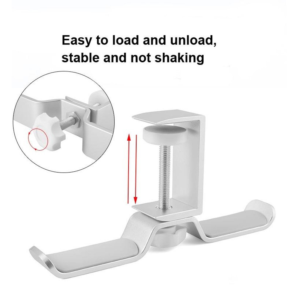 Universal Metal Headphone Stand with Double Bracket & Desktop Clip