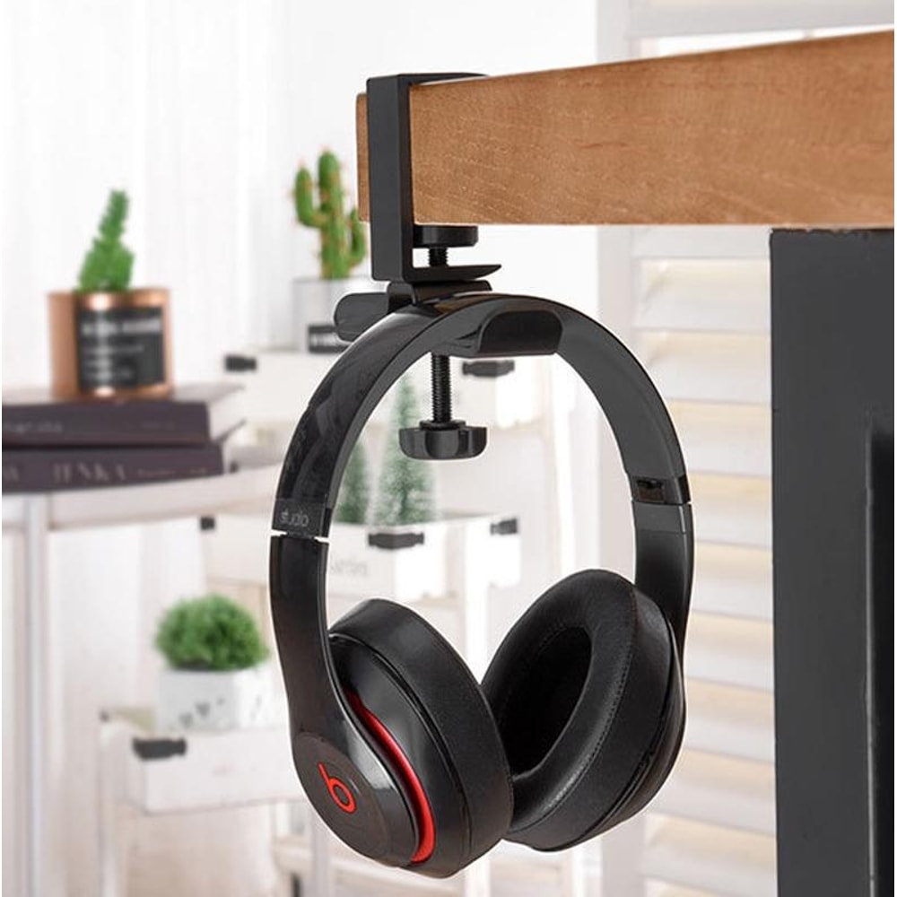 Universal Metal Headphone Stand with Double Bracket & Desktop Clip