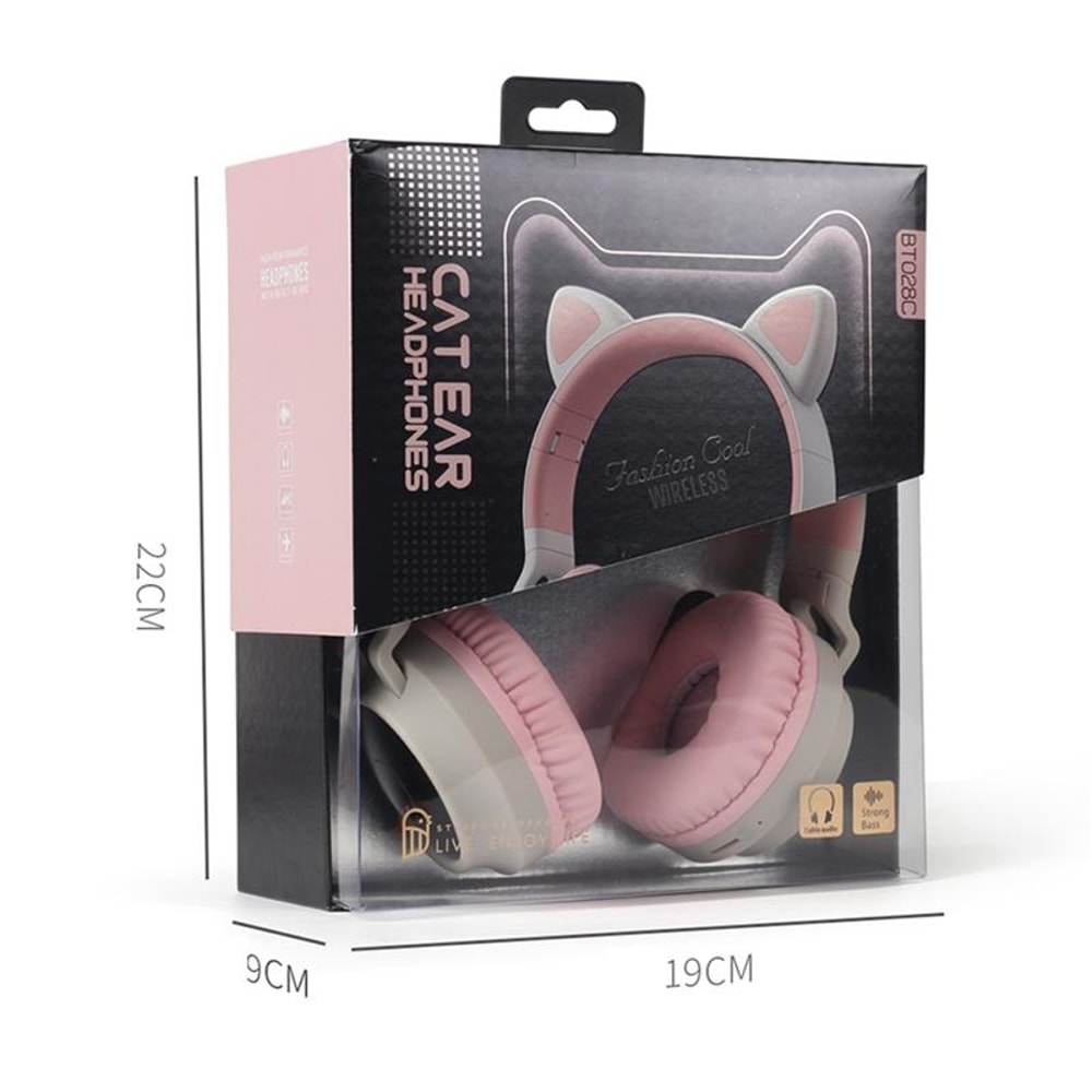 Foldable Cat Ear Bluetooth Headphones With LED Lights And Mic 4