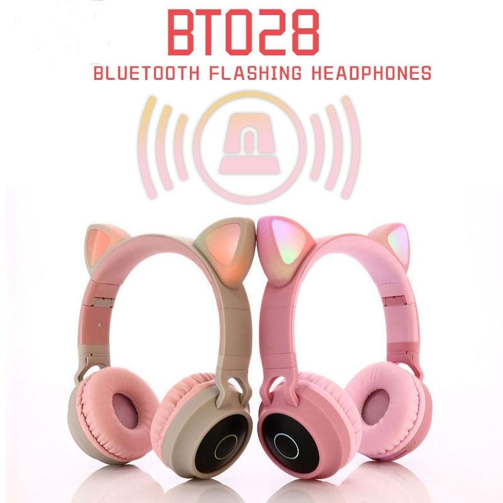 Foldable Cat Ear Bluetooth Headphones With LED Lights And Mic 7