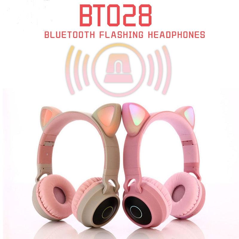 Foldable Cat Ear Bluetooth Headphones With LED Lights And Mic 7