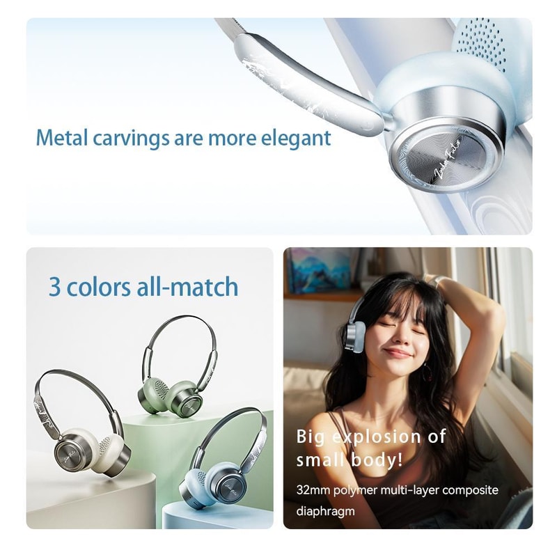 Mini Open-Ear Noise Cancelling Bluetooth Headphones HiFi Sound