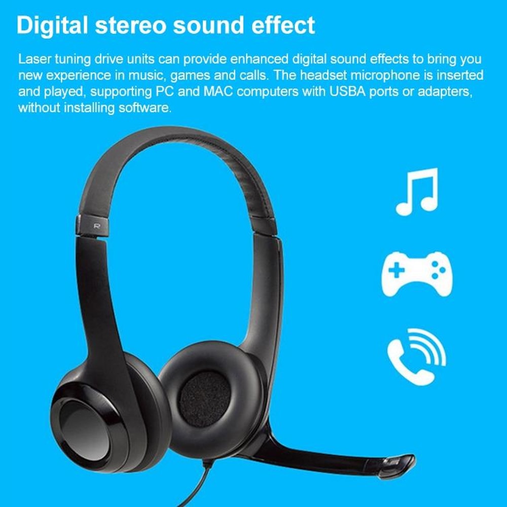 Wired Headset with Noise Cancelling Microphone Stereo Comfort