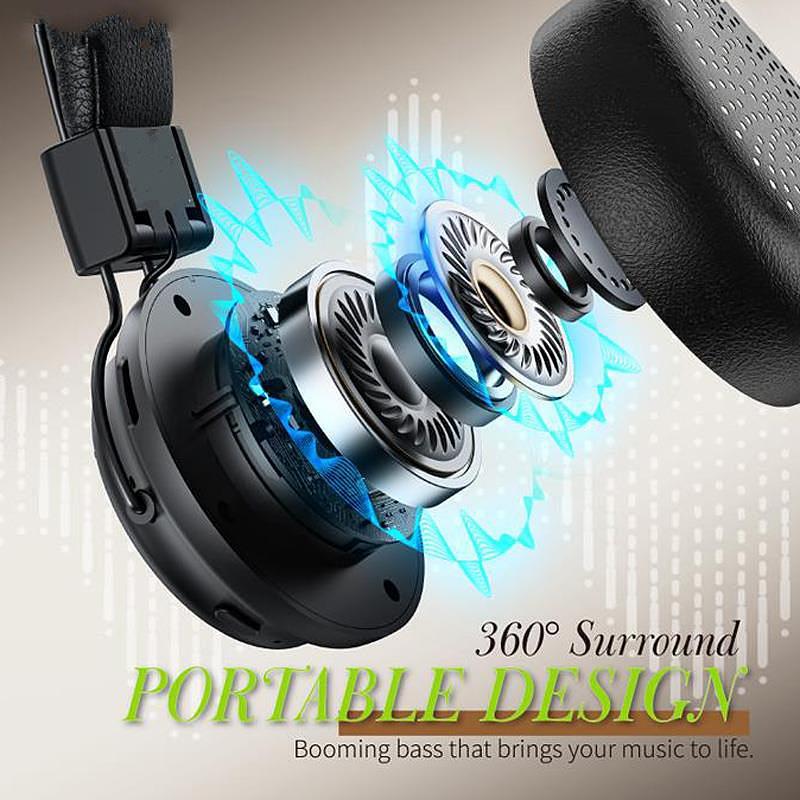 Over-Ear HiFi ANC Wireless Headphones with Microphone Noise Canceling Audio