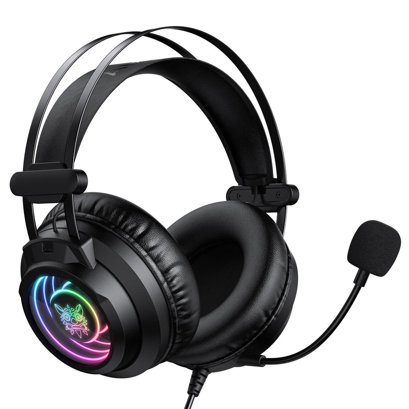 Mirror Effect Gaming Headphones with Surround Sound