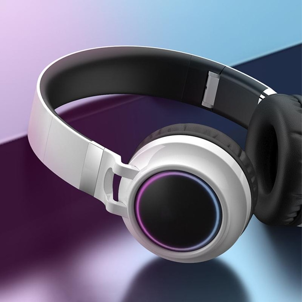 Colorful LED Bluetooth Headphones Foldable Wireless HiFi Stereo Headset with Mic