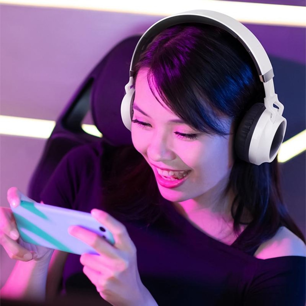 Colorful LED Bluetooth Headphones Foldable Wireless HiFi Stereo Headset with Mic