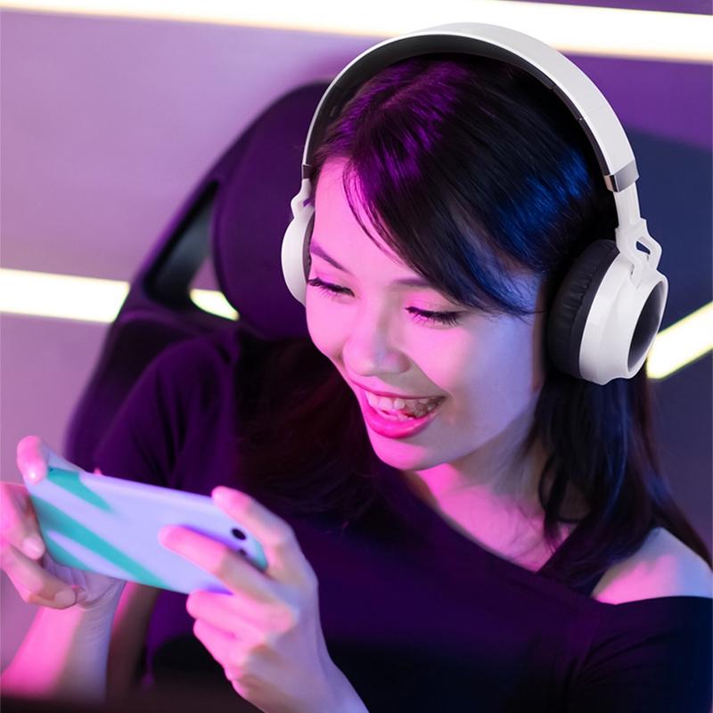Colorful LED Bluetooth Headphones Foldable Wireless HiFi Stereo Headset with Mic