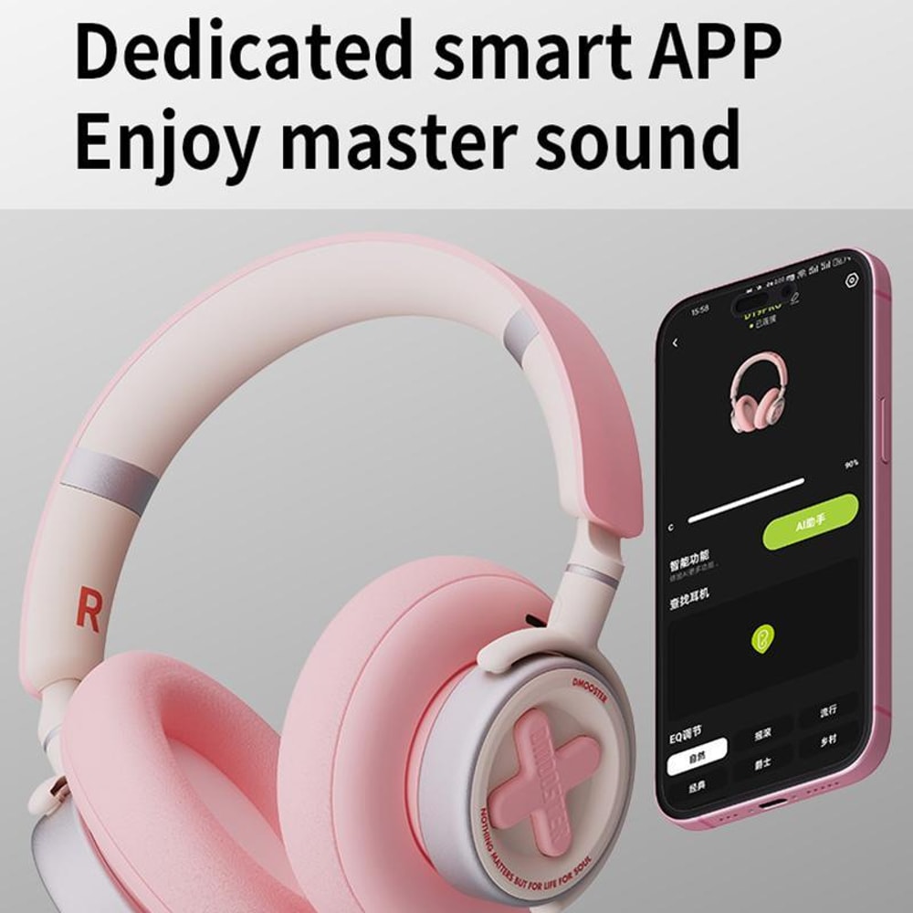 ANC Bluetooth NoiseCanceling Headphones Pink 3