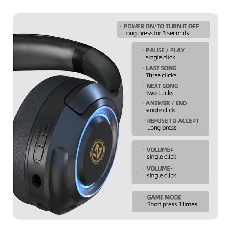 Wireless Gaming Headset With OverEar Stereo Clear Microphone 4