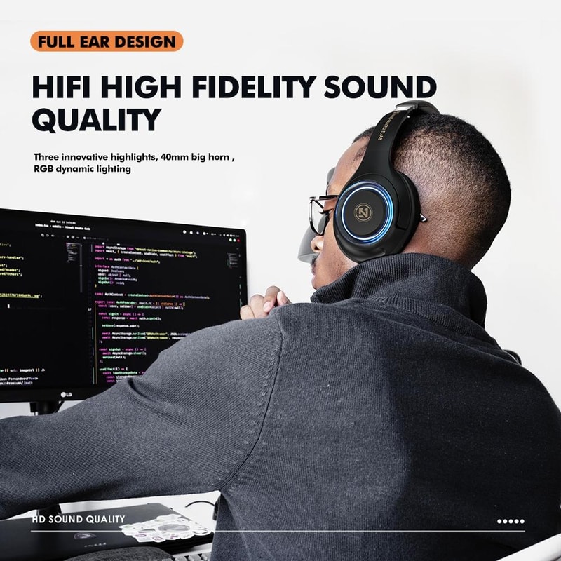 Wireless Gaming Headset With OverEar Stereo Clear Microphone 5