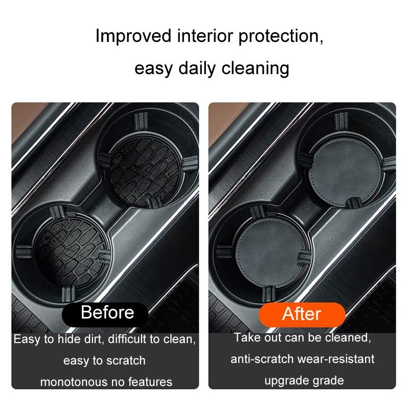 Premium Anti Slip Car Cup Holder Coasters Luxury Interior Protection Set 4