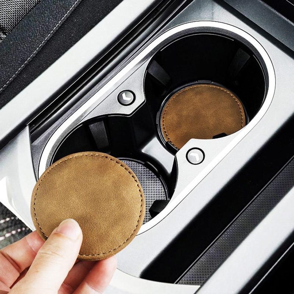 Premium Anti Slip Car Cup Holder Coasters Luxury Interior Protection Set 6